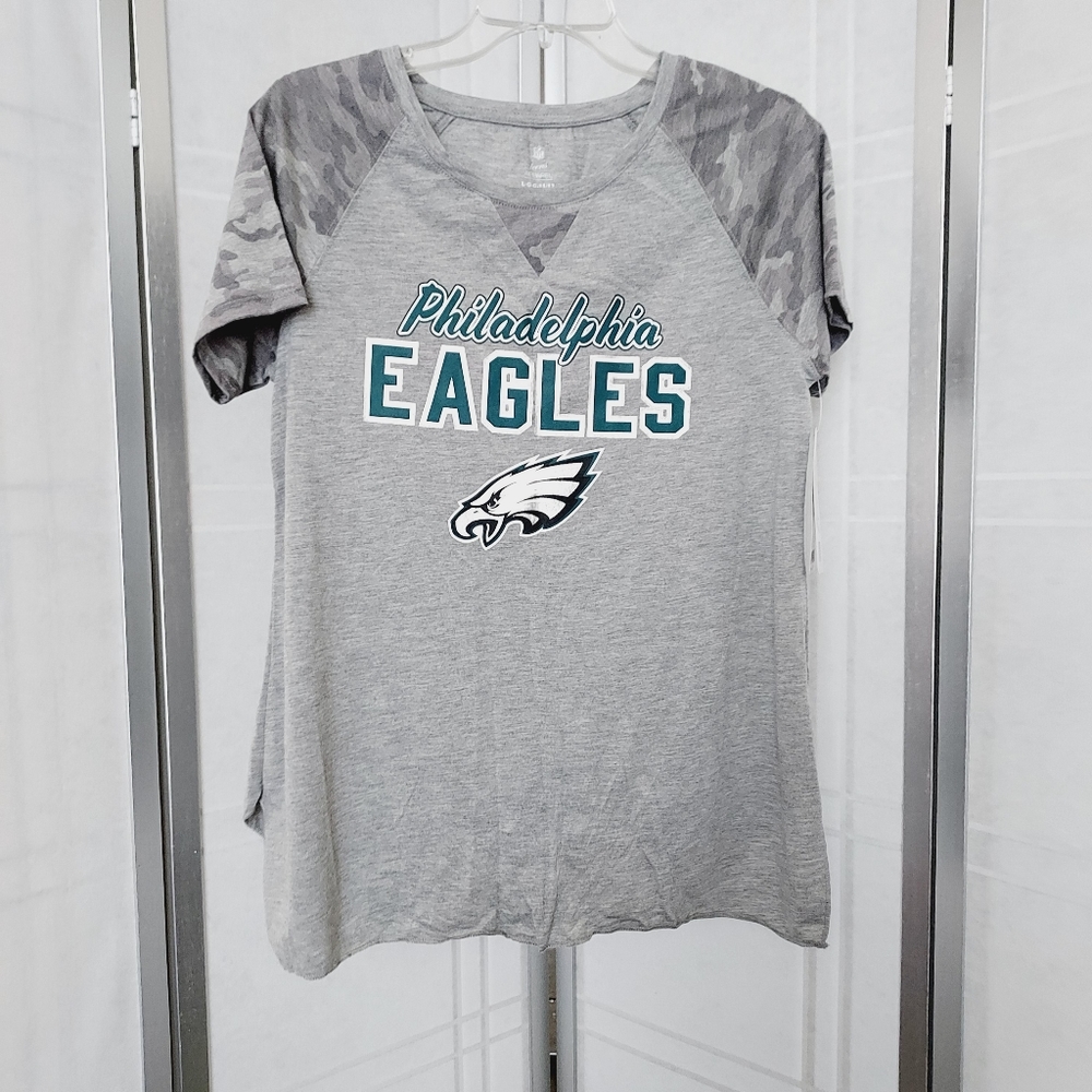 💟🤍NEW! NFL Teens Philadelphia Eagles green on gray short sleeve top LARGE